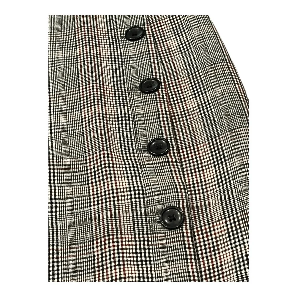 H&M Plaid Button Front Pencil Skirt | Size 2 |‎ Classic Check Print